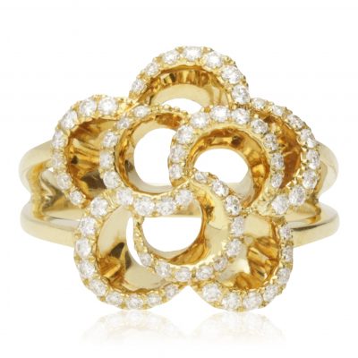 PRE-OWNED 18CT GOLD DIAMOND SWIRL CLUSTER RING