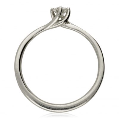 PRE-OWNED PLATINUM DIAMOND SOLITAIRE TWIST RING - 0.17CTS