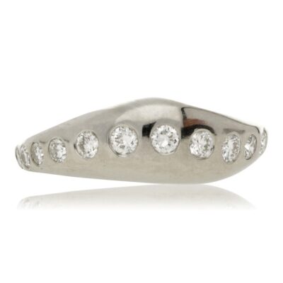 PRE-OWNED PLATINUM CURVED DIAMOND RING - 2004 PRICE NEW £1750
