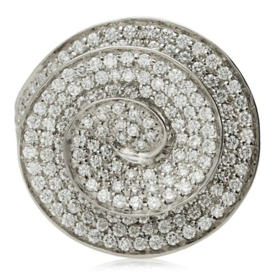 PRE-OWNED 18CT WHITE GOLD DIAMOND "SPIRAL SWIRL" COCKTAIL CLUSTER RING