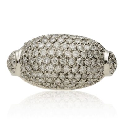 PRE-OWNED 18CT WHITE GOLD DIAMOND CLUSTER BOMBE RING