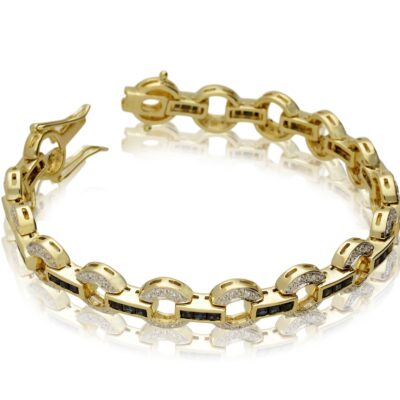 PRE-OWNED 18CT GOLD SAPPHIRE & DIAMOND BRACELET