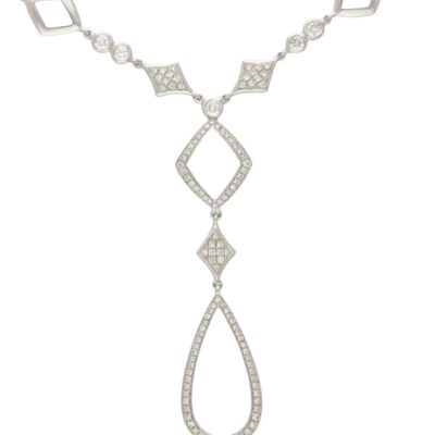 PRE-OWNED 18CT WHITE GOLD DIAMOND NECKLACE
