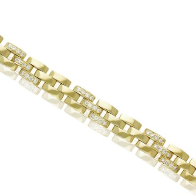 PRE-OWNED 18CT GOLD DIAMOND GATE BRACELET