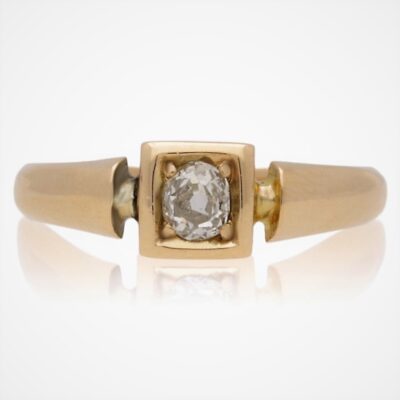 ANTIQUE 18CT ROSE GOLD SOLITAIRE NATURAL DIAMOND RING - EDWARDIAN