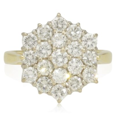 VINTAGE 18CT GOLD 3 TIER DIAMOND CLUSTER RING - 1992 - 1.50CTS