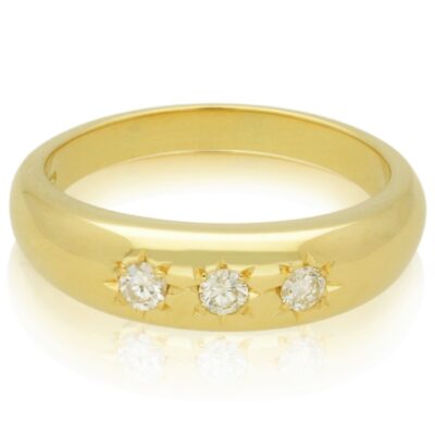 PRE-OWNED GENTS 18CT GOLD 3 STONE DIAMOND GYPSY RING