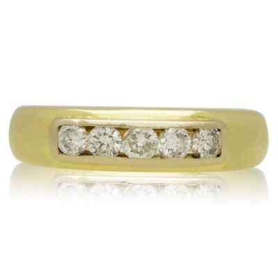 PRE-OWNED 18CT GOLD 5 STONE DIAMOND ETERNITY RING - 2022