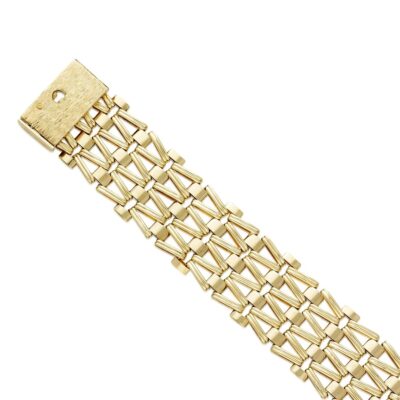 VINTAGE 9CT GOLD CHEVRON LINKED GATE BRACELET - 1975