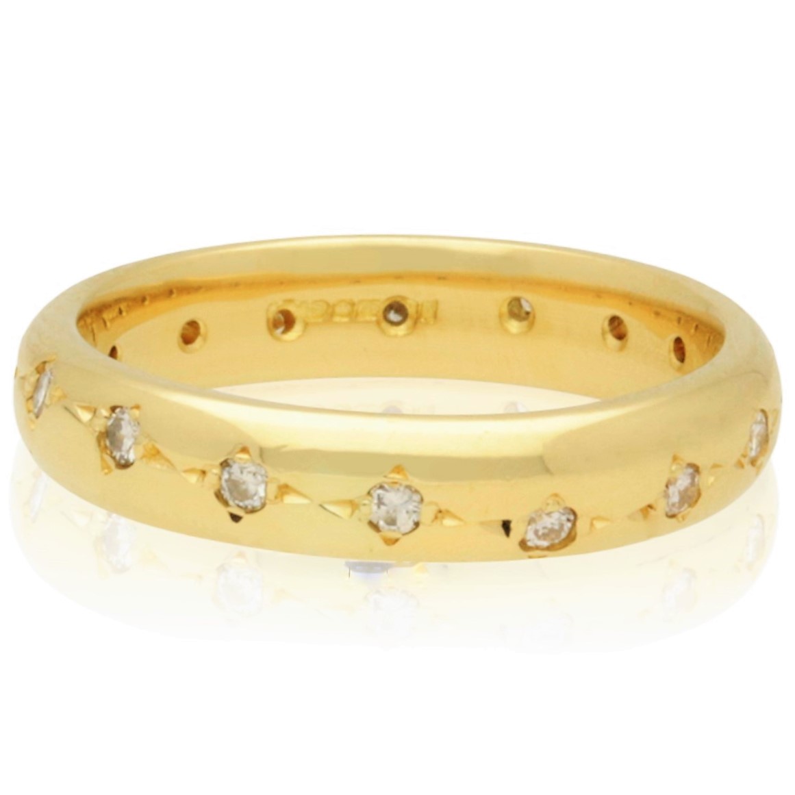VINTAGE 18CT YELLOW GOLD FULL DIAMOND ETERNITY OR WEDDING RING - MG WELCH