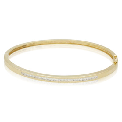 PRE-OWNED 18CT YELLOW GOLD DIAMOND BANGLE - 2007