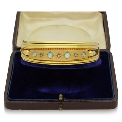 EDWARDIAN OPAL & DIAMOND BANGLE - 1901