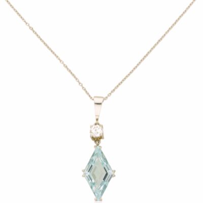 VINTAGE PLATINUM AQUAMARINE & DIAMOND PENDANT