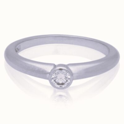 PRE-OWNED PLATINUM SOLITAIRE NATURAL DIAMOND RING - 0.15CTS