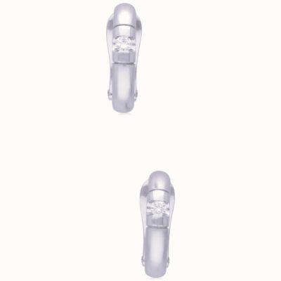 PRE-OWNED 18CT WHITE GOLD DIAMOND HOOP EARRINGS