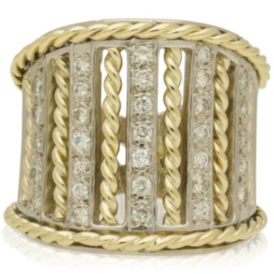 VINTAGE 18CT YELLOW & WHITE GOLD DIAMOND  COCKTAIL RING.  