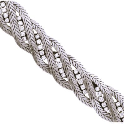 VINTAGE 18CT WHITE GOLD DIAMOND BRACELET - 3.25CTS