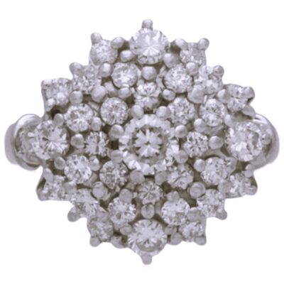 PRE-OWNED 18CT WHITE GOLD 4 TIER DIAMOND CLUSTER RING - 1.30CTS