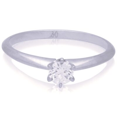 PRE-OWNED PLATINUM NATURAL SOLITAIRE DIAMOND RING - 0.30CTS
