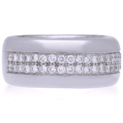 PRE-OWNED 18CT WHITE DIAMOND 2 ROW DIAMOND BAND RING