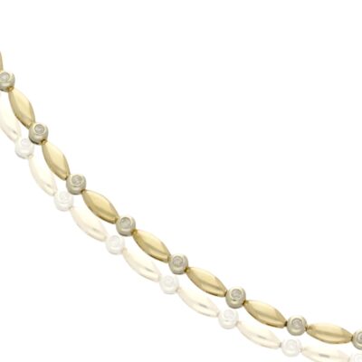 PRE-OWNED 9CT YELLOW & WHITE GOLD DIAMOND BRACELET