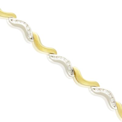 PRE-OWNED 18CT YELLOW & WHITE GOLD DIAMOND BRACELET