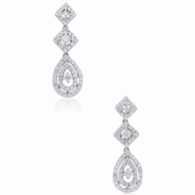 PRE-OWNED 18CT WHITE GOLD DIAMOND DROP EARRINGS