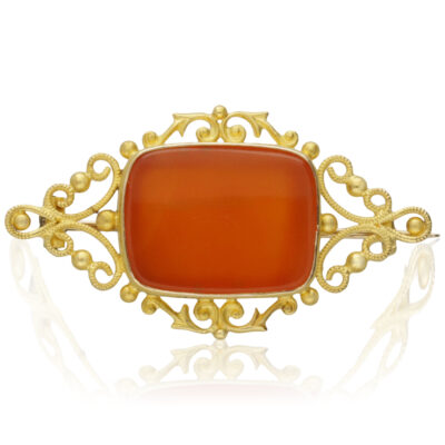 ANTIQUE 15CT GOLD CORNELLIAN BROOCH