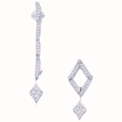 PRE-OWNED 18CT WHITE GOLD DIAMOND DROP EARRINGS - CAN BE WORN 2 WAYS