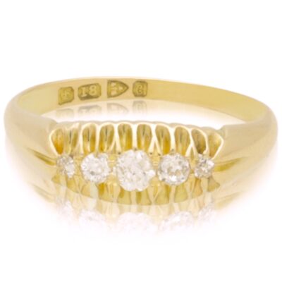 EDWARDIAN 18CT GOLD 5 STONE DIAMOND GALLERY RING - 1903