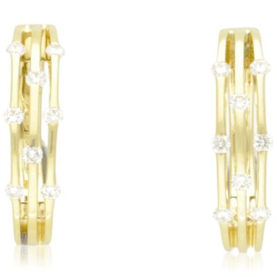 PRE-OWNED 18CT GOLD DIAMOND HOOP EARRINGS - 2005
