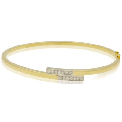 PRE-OWNED 9CT GOLD DIAMOND CROSSOVER BANGLE - 2007