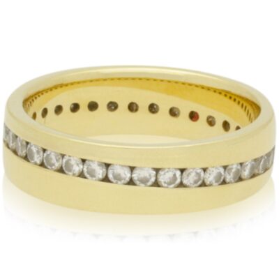 PRE-OWNED 18CT YELLOW GOLD FULL DIAMOND ETERNITY OR WEDDING RING - 2004
