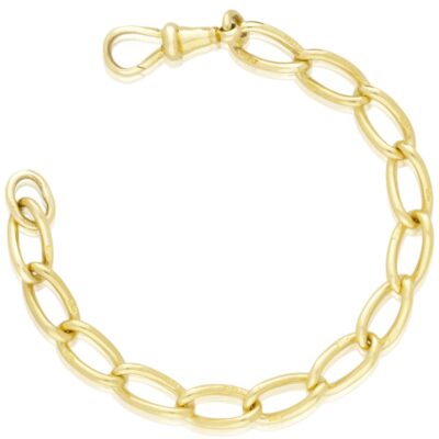 EDWARDIAN 18CT YELLOW GOLD SOLID CURB LINK BRACELET - 1911