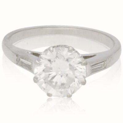 VINTAGE SINGLE STONE DIAMOND RING WITH DIAMOND SHOULDERS -1.90CTS (plus shoulder diamonds)