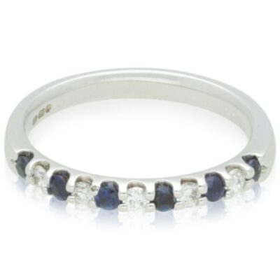 PRE-OWNED 18CT WHITE GOLD SAPPHIRE & DIAMOND ETERNITY RING