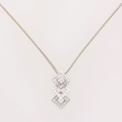 PRE-OWNED 18CT WHITE GOLD INTERLOCKING DIAMOND PENDANT & CHAIN
