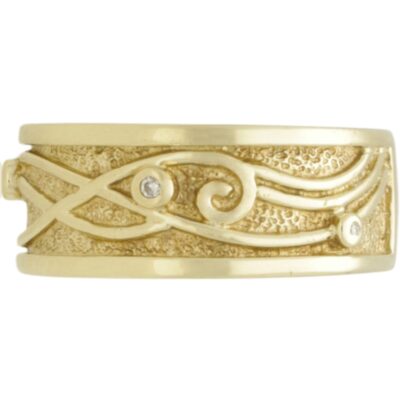 GENTS VINTAGE CLOGAU GOLD CELTIC DIAMOND BAND RING