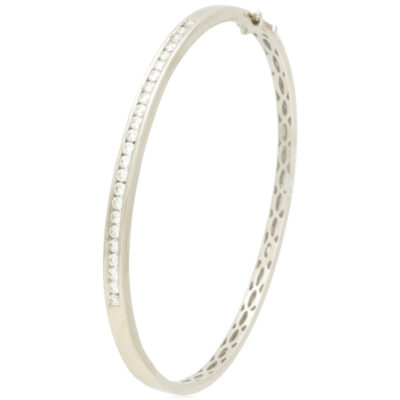 PRE-OWNED 18CT WHITE GOLD DIAMOND BANGLE