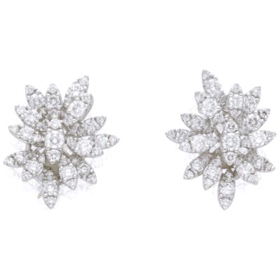 PRE-OWNED DIAMOND CLUSTER PETAL EARRINGS - 3.23CTS