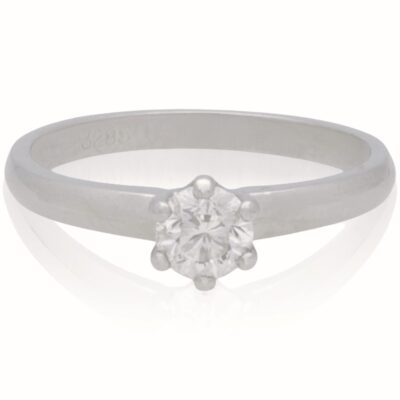 PRE-OWNED PLATINUM NATURAL DIAMOND SOLITAIRE RING 0.48CTS