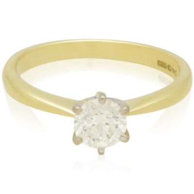 PRE-OWNED 18CT GOLD SOLITAIRE DIAMOND RING - 0.50CTS